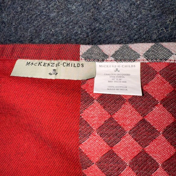 2pc Red Blk Wht Courtly Check MacKenzie-Childs Cardinal Jacquard Dish Towel - Picture 7 of 11